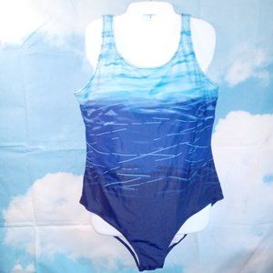 1-piece Tank Ocean Blues Ombre Swimsuit NEW